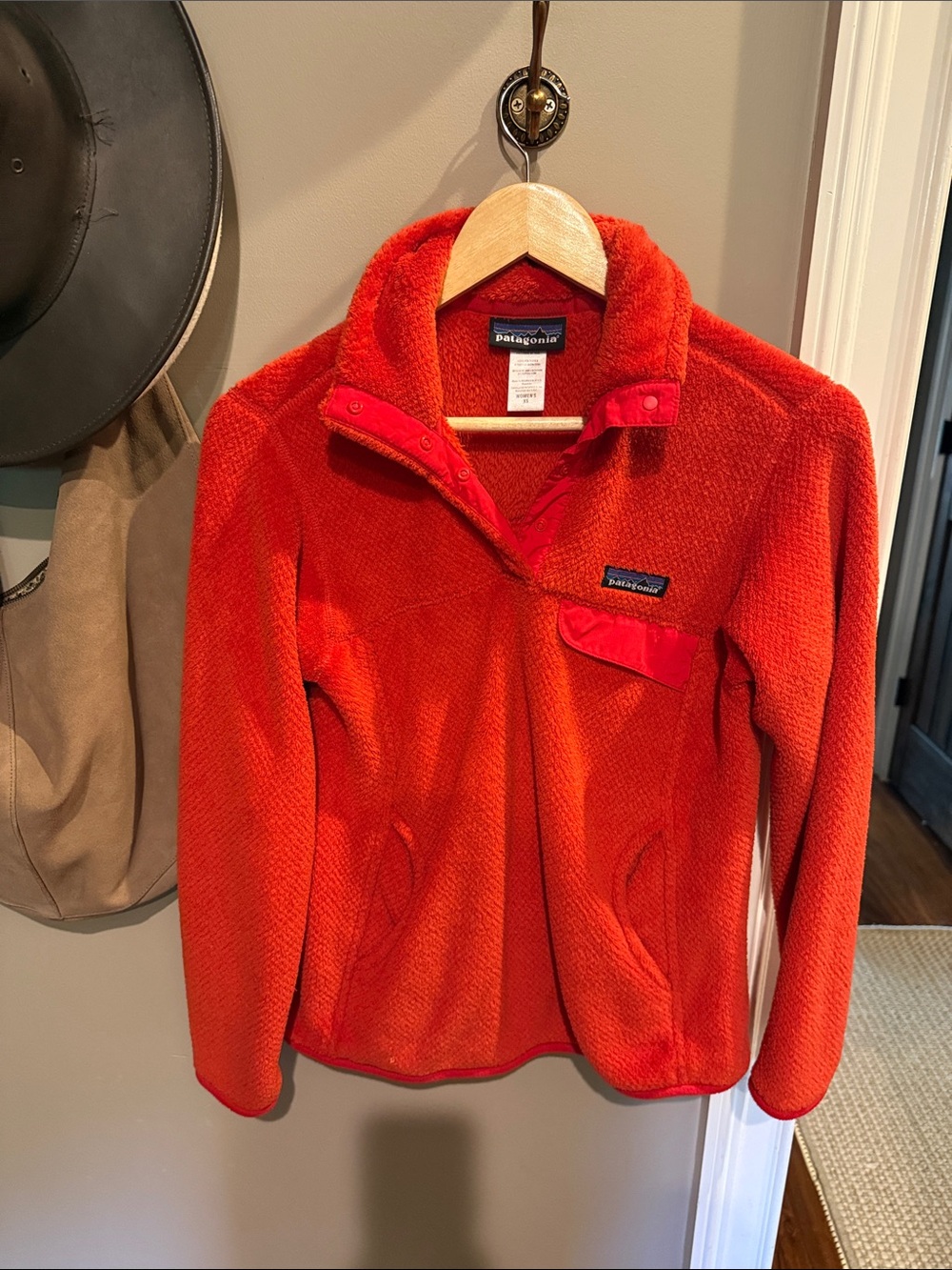 Patagonia Orange Teddy Fleece Pullover Jacket